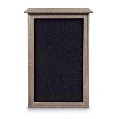 United Visual Products Indoor Enclosed Combo Board, 72"x36", Satin Frame/Black Porc & Rubber UVCB7236-BLKPORC-RUBBER